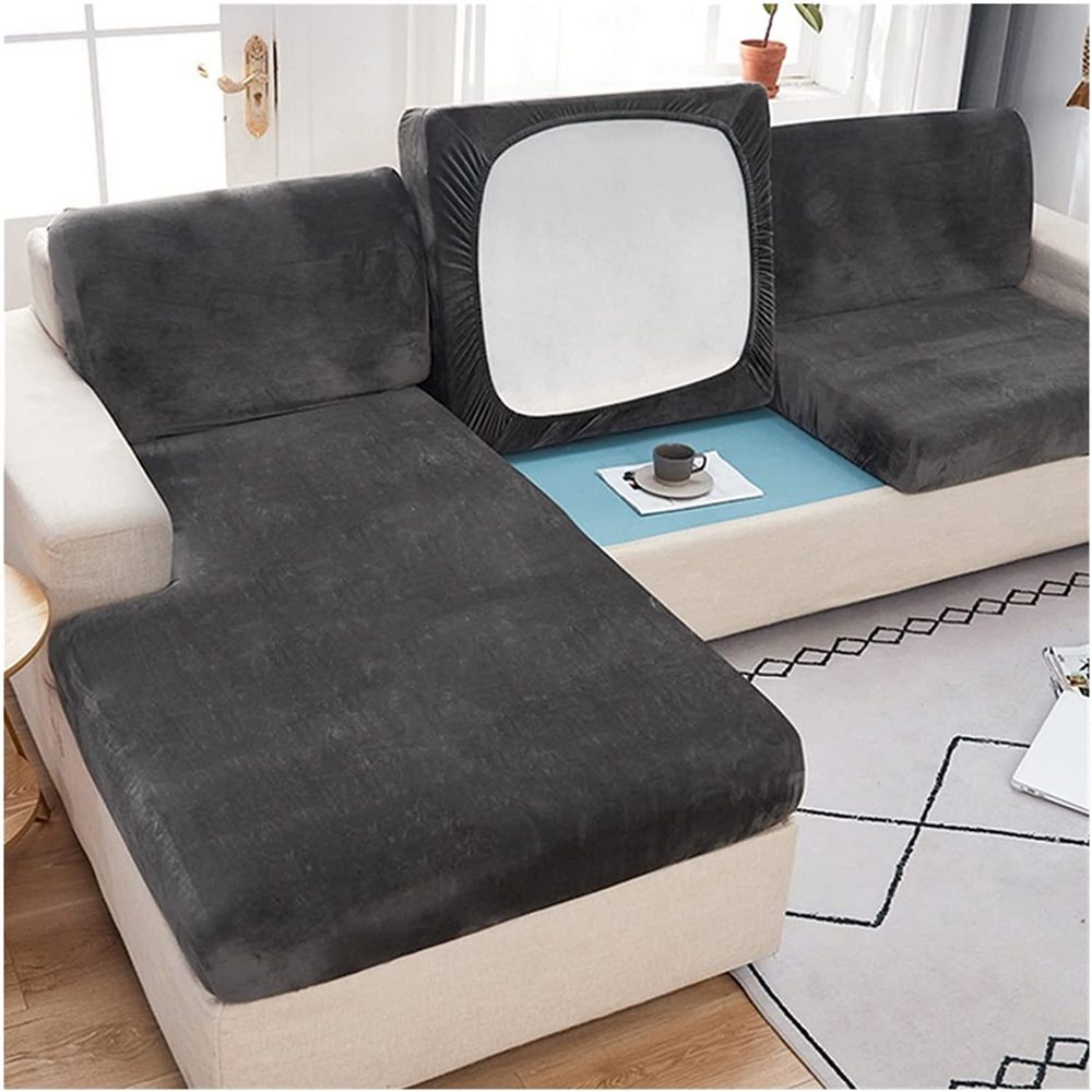 Stretch Velvet Sofa Protector Cover Black