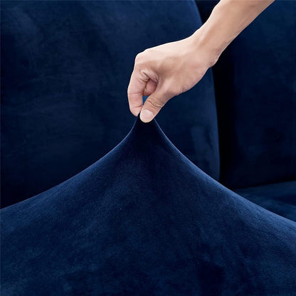 Stretch Velvet Sofa Protector Cover Navy Blue