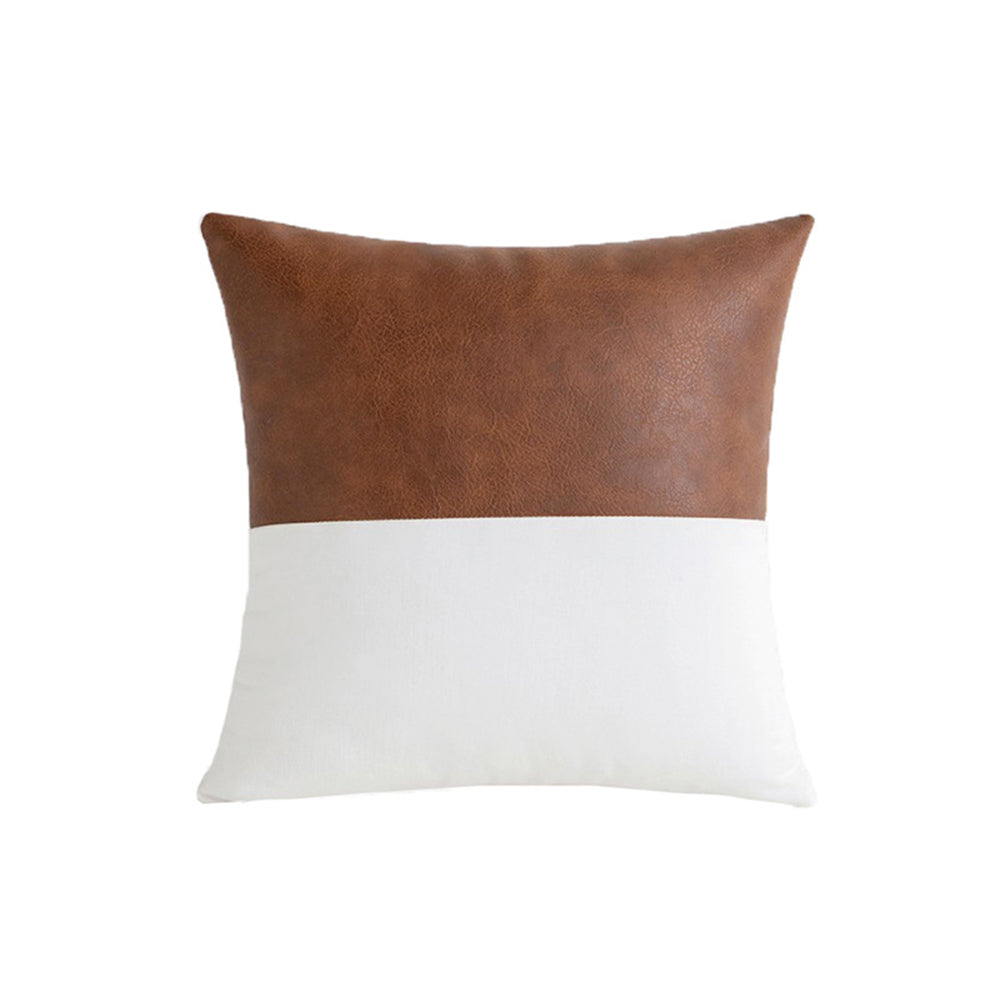 Pillow Cover PU Leather Throw Pillow Covers Farmhouse Decor Stripe Patchwork Modern Decor Square Cushion Covers-Style 3
