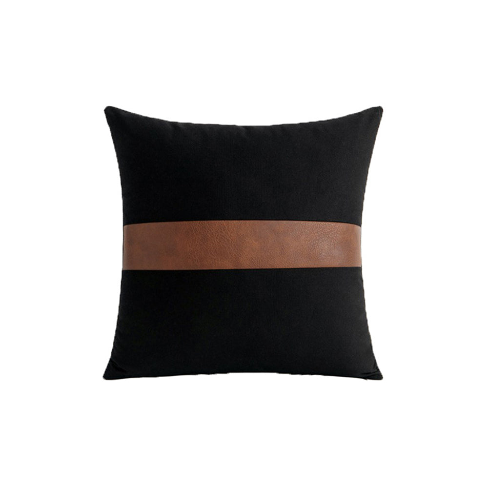 Pillow Cover 2Pcs PU Leather Throw Pillow Covers Farmhouse Decor Stripe Patchwork Modern Decor Square Cushion Covers-Style 4