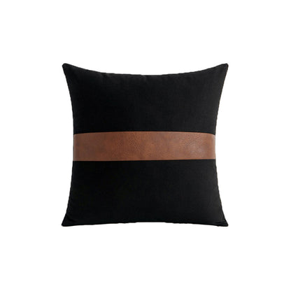 Pillow Cover 2Pcs PU Leather Throw Pillow Covers Farmhouse Decor Stripe Patchwork Modern Decor Square Cushion Covers-Style 4