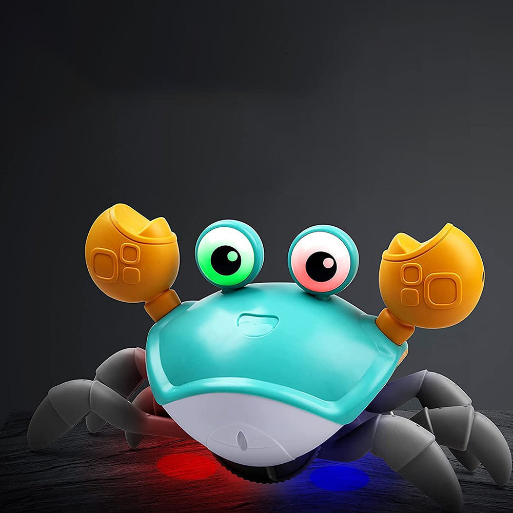 2Pcs Toy  Electric Music Crawling Crab Toy With LED Light Up  Intellectual Toys-Green