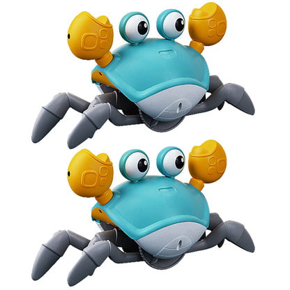 2Pcs Toy  Electric Music Crawling Crab Toy With LED Light Up  Intellectual Toys-Green