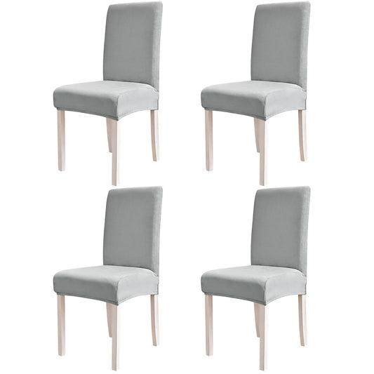 4pcs Velvet Dining Chair Covers Washable Kitchen Chair Slipcovers -Light grey