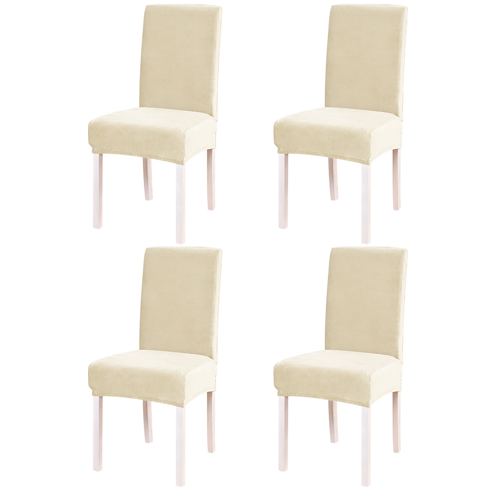 4pcs Velvet Dining Chair Covers Washable Kitchen Chair Slipcovers -Beige