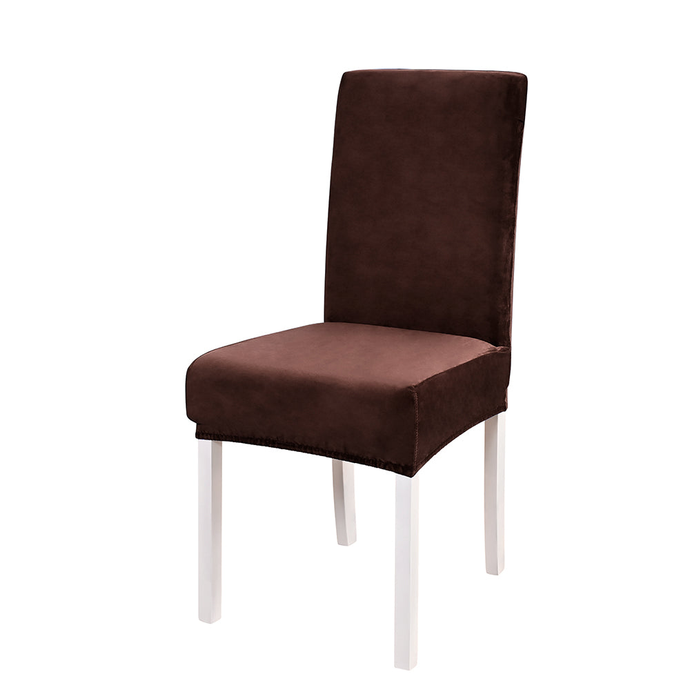 Velvet Dining Chair Covers Washable Kitchen Chair Slipcovers -Coffee