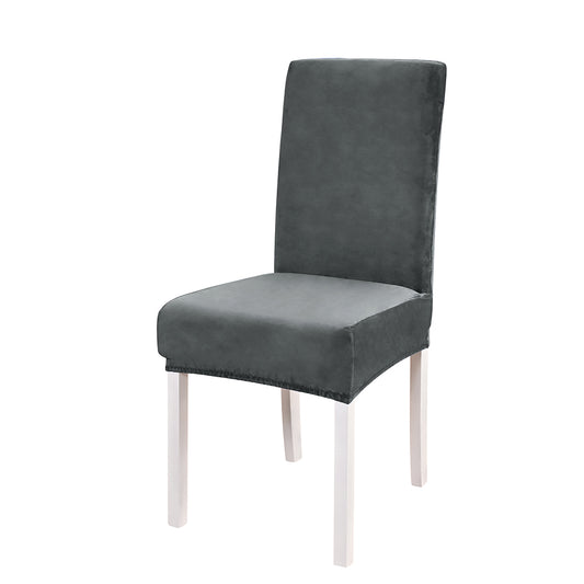 Velvet Dining Chair Covers Washable Kitchen Chair Slipcovers -Dark grey