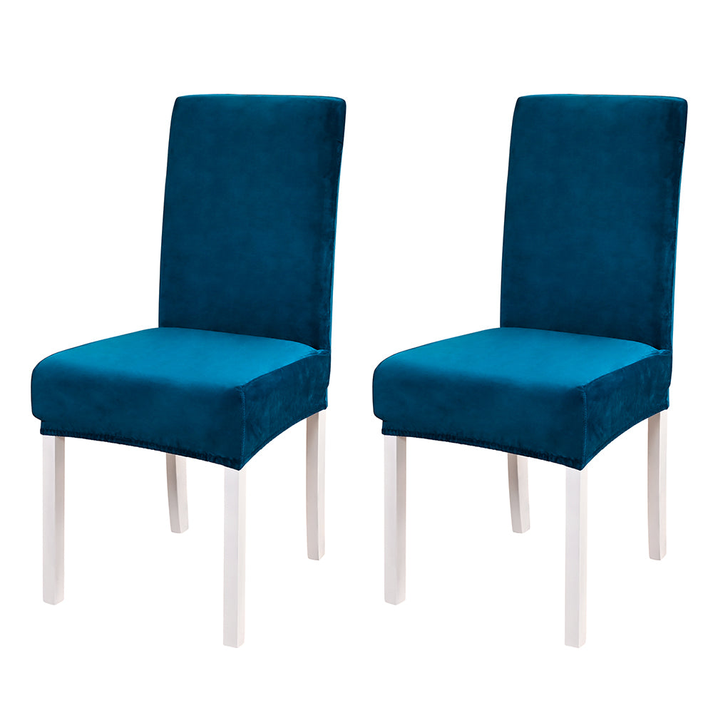2pcs Velvet Dining Chair Covers Washable Kitchen Chair Slipcovers -Royal blue