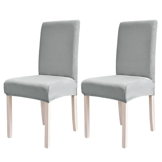 2pcs Velvet Dining Chair Covers Washable Kitchen Chair Slipcovers -Light grey