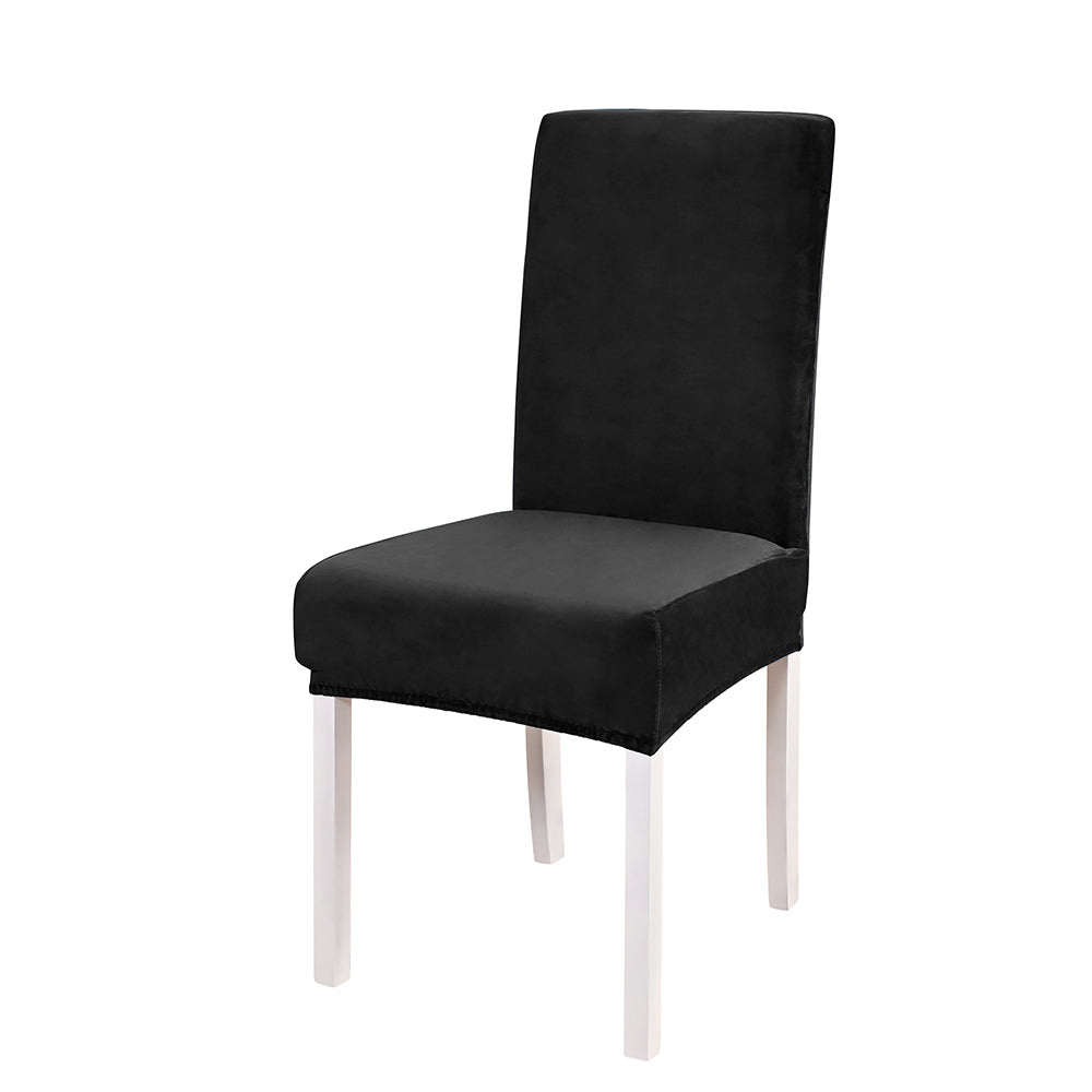 Velvet Dining Chair Covers Washable Kitchen Chair Slipcovers -Black