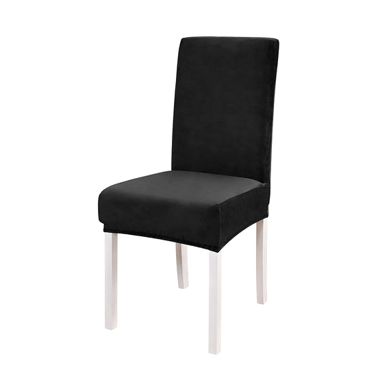 Velvet Dining Chair Covers Washable Kitchen Chair Slipcovers -Black
