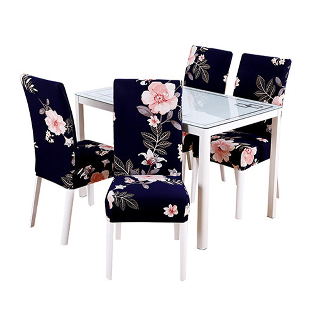 Chair Cover 4pcs Flower Printed Chair Cover Washable Stretch Banquet Hotel Dining Room Arm Office Chair Cover - Style 1