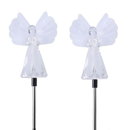 2pcs Angel Solar Garden Lights Outdoor Landscape Stake Lights for Patio Yard Lawn Decoration