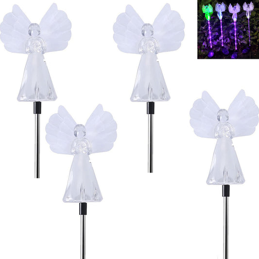 4pcs Angel Solar Garden Lights Outdoor Landscape Stake Lights for Patio Yard Lawn Decoration