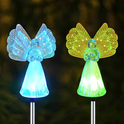 2pcs Angel Solar Garden Lights Outdoor Landscape Stake Lights for Patio Yard Lawn Decoration
