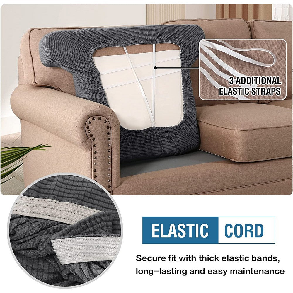 Stretch T Cushion Chair Sofa Slipcover T Cushion Covers -Grey