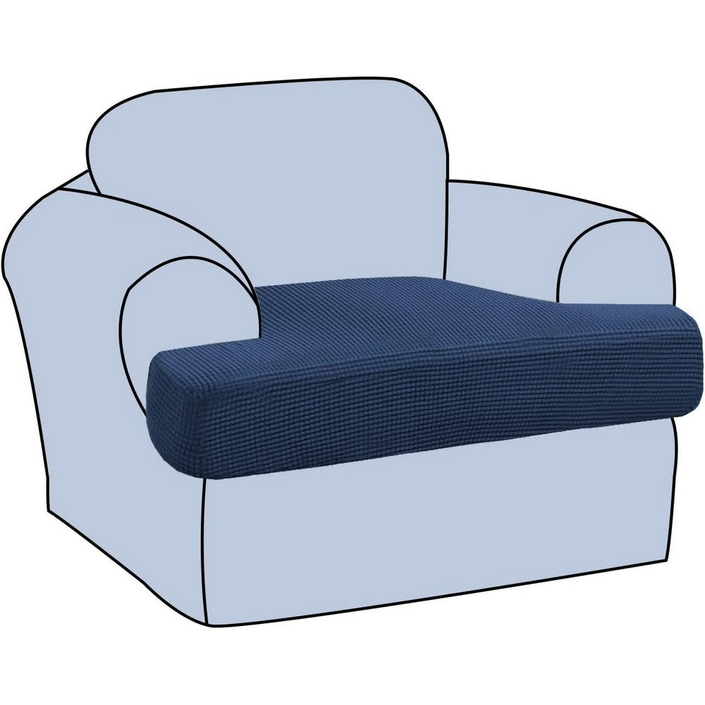 Stretch T Cushion Chair Sofa Slipcover T Cushion Covers -Navy blue