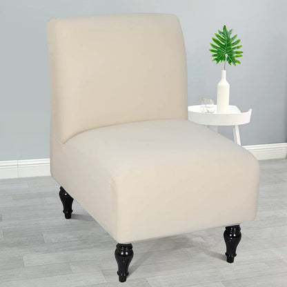 Chair Cover Armless Accent Slipper Chair Cover Stretch Seat Slipper Chair Covers-Beige