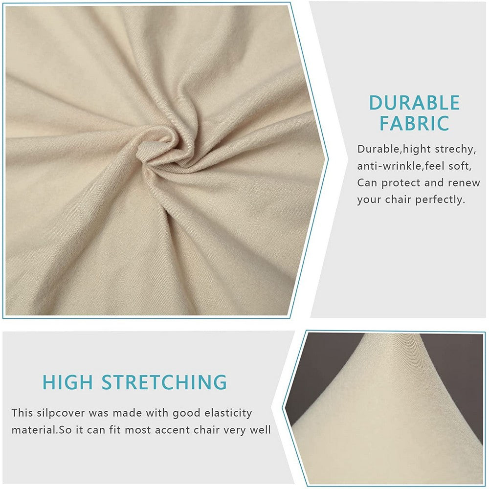 Chair Cover Armless Accent Slipper Chair Cover Stretch Seat Slipper Chair Covers-Beige