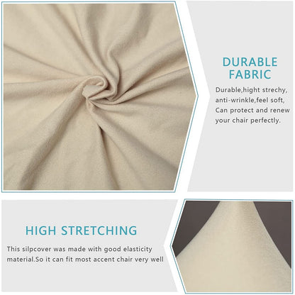 Chair Cover Armless Accent Slipper Chair Cover Stretch Seat Slipper Chair Covers-Beige