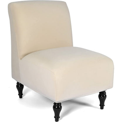 Chair Cover Armless Accent Slipper Chair Cover Stretch Seat Slipper Chair Covers-Beige