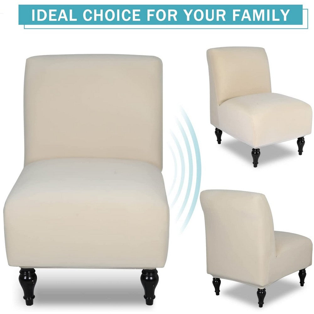 Chair Cover Armless Accent Slipper Chair Cover Stretch Seat Slipper Chair Covers-Beige