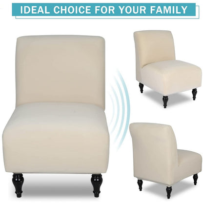 Chair Cover Armless Accent Slipper Chair Cover Stretch Seat Slipper Chair Covers-Beige