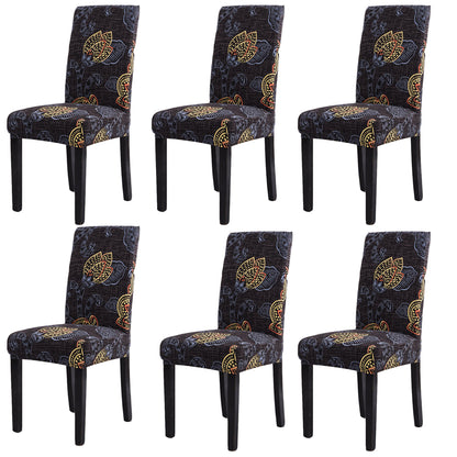 6Pcs Stretch Removable Washable Dining Room Chair Covers For Dining Room Hotel Banquet-Mystic Leaf