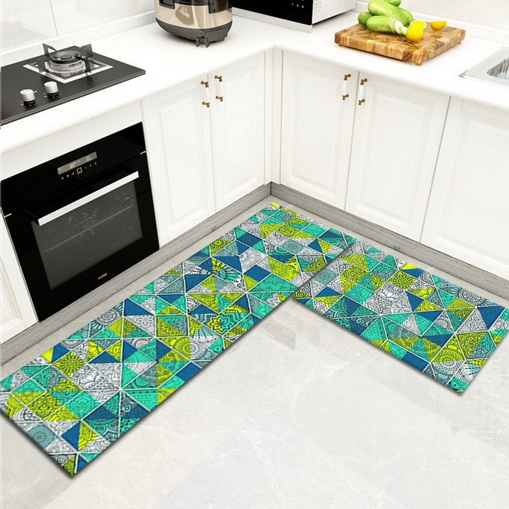 2Pcs Kitchen Rugs Boho Non Slip Washable Runners Kitchen Bathroom Floor Mats -Style 4