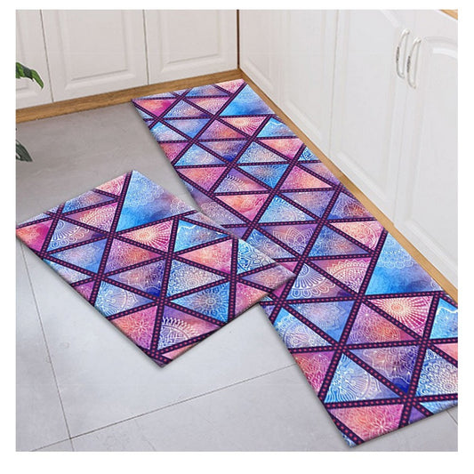 2Pcs Kitchen Rugs Boho Non Slip Washable Runners Kitchen Bathroom Floor Mats -Style 5