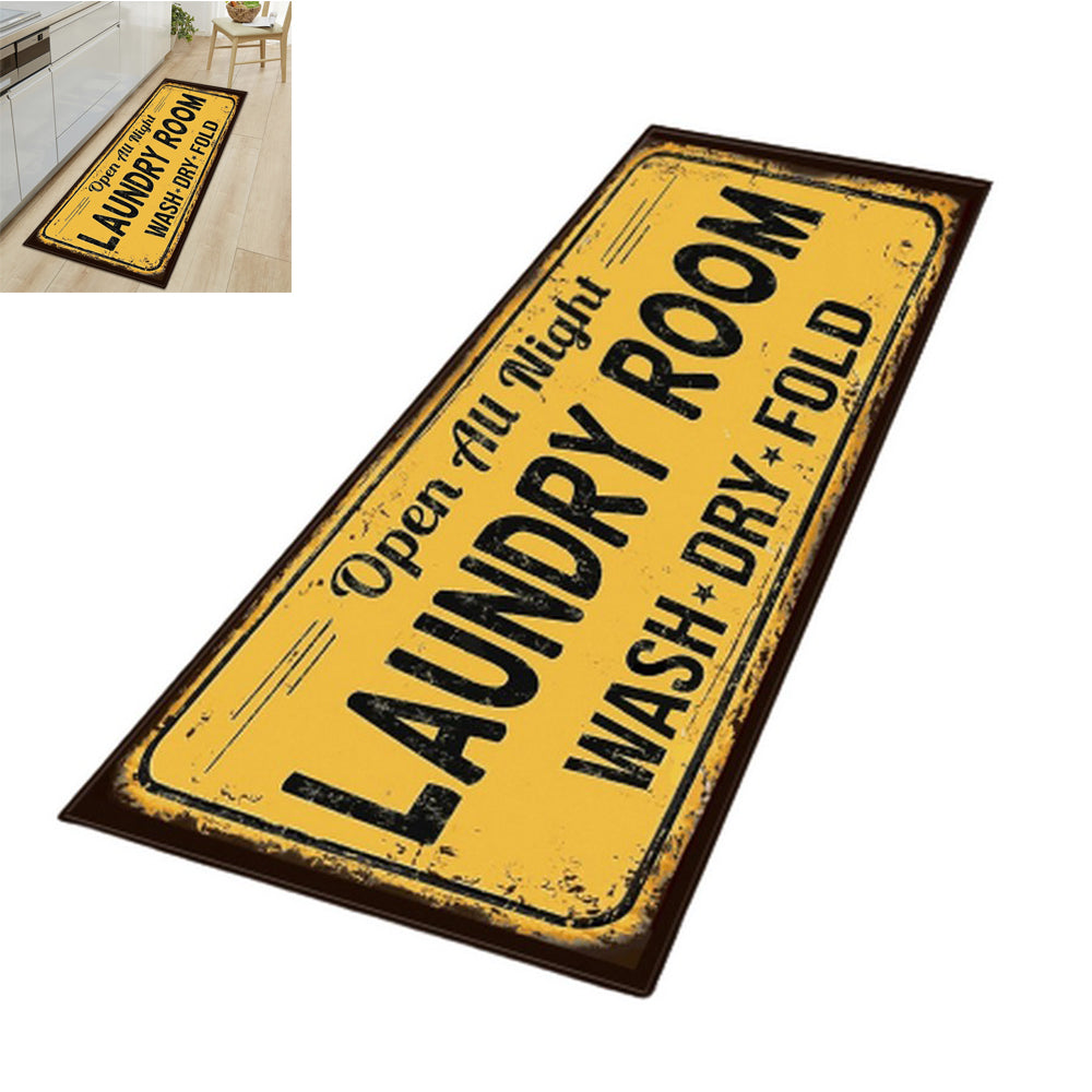 Farmhouse Laundry Room Rug Runner Non Slip Water Resistant Floor Mat Area Rug for Kitchen Room-Style3:Yellow and black