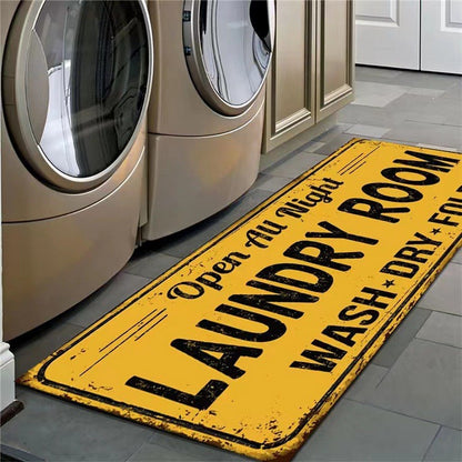 Farmhouse Laundry Room Rug Runner Non Slip Water Resistant Floor Mat Area Rug for Kitchen Room-Style3:Yellow and black