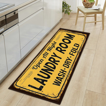 Farmhouse Laundry Room Rug Runner Non Slip Water Resistant Floor Mat Area Rug for Kitchen Room-Style3:Yellow and black