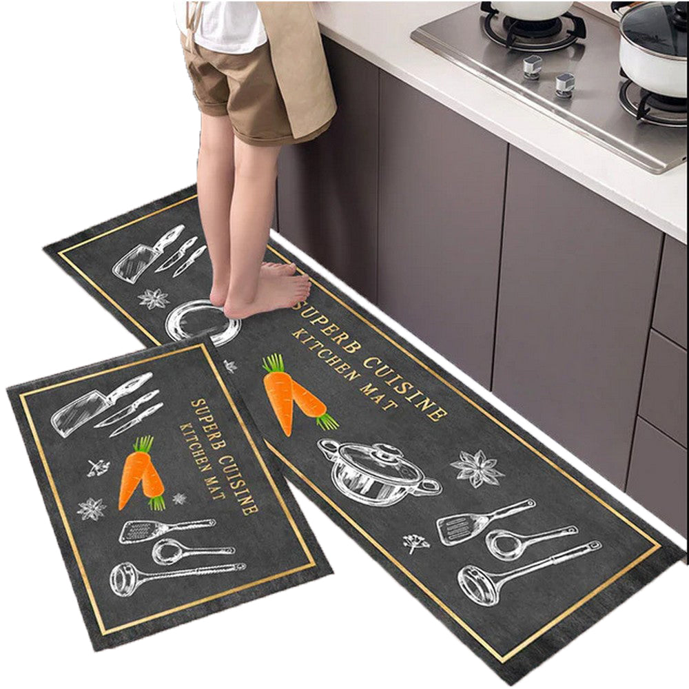 2pcs Kitchen Mat Non Slip Comfort Floor Carpet for Kitchen Office Home -Style 5