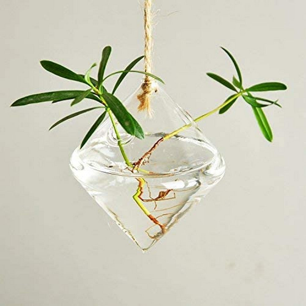 3 Pcs Indoor Outdoor Glass Hanging Planters Containers Flower Pots
