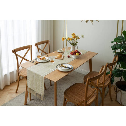 Farmhouse Table Runner Rustic Linen Boho Table Runner for Dining Christmas Party Holiday Decorations-Yellow