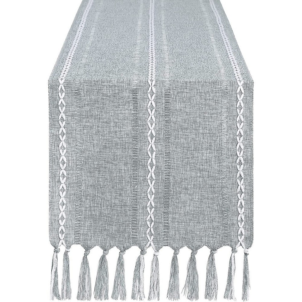 Farmhouse Table Runner Rustic Linen Boho Table Runner for Dining Christmas Party Holiday Decorations-Blue