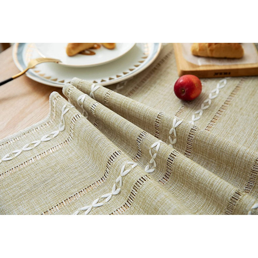 Farmhouse Table Runner Rustic Linen Boho Table Runner for Dining Christmas Party Holiday Decorations-Yellow