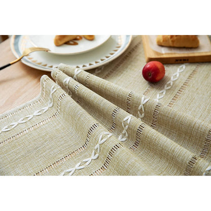 Farmhouse Table Runner Rustic Linen Boho Table Runner for Dining Christmas Party Holiday Decorations-Yellow