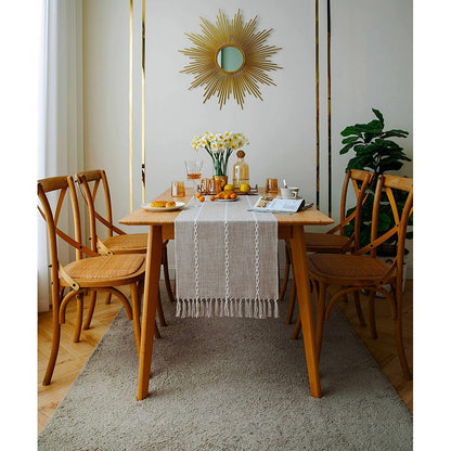 Farmhouse Table Runner Rustic Linen Boho Table Runner for Dining Christmas Party Holiday Decorations-Coffee