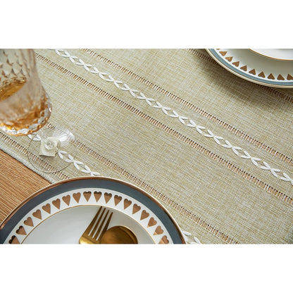 Farmhouse Table Runner Rustic Linen Boho Table Runner for Dining Christmas Party Holiday Decorations-Yellow
