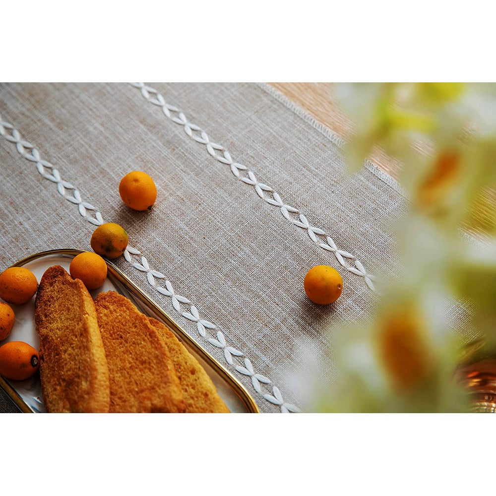 Farmhouse Table Runner Rustic Linen Boho Table Runner for Dining Christmas Party Holiday Decorations-Coffee