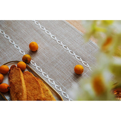 Farmhouse Table Runner Rustic Linen Boho Table Runner for Dining Christmas Party Holiday Decorations-Coffee