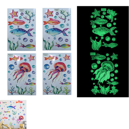 2pcs Ocean Wall Decals Glow in The Dark Sea Wall Stickers Underwater Sea World Wall Decor -Green