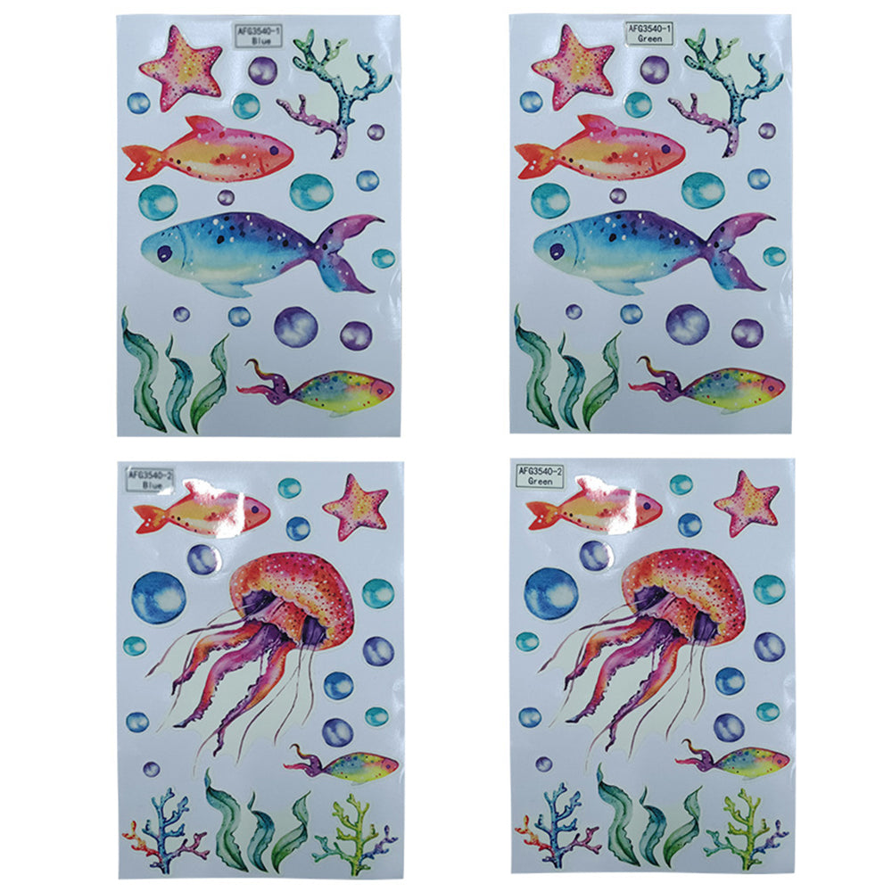 2pcs Ocean Wall Decals Glow in The Dark Sea Wall Stickers Underwater Sea World Wall Decor -Blue