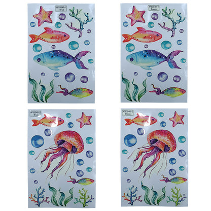 2pcs Ocean Wall Decals Glow in The Dark Sea Wall Stickers Underwater Sea World Wall Decor -Blue