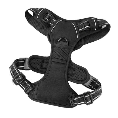 No Pull Dog Harness Reflective Adjustable Pet Vest Harness with Easy Control Soft Handle -Black