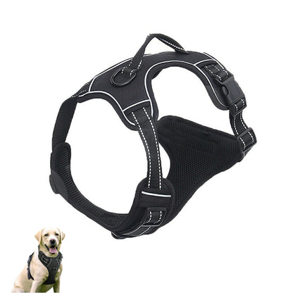 2pcs No Pull Dog Harness Reflective Adjustable Pet Vest Harness with Easy Control Soft Handle -Black