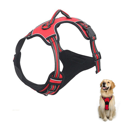 2pcs No Pull Dog Harness Reflective Adjustable Pet Vest Harness with Easy Control Soft Handle -Red