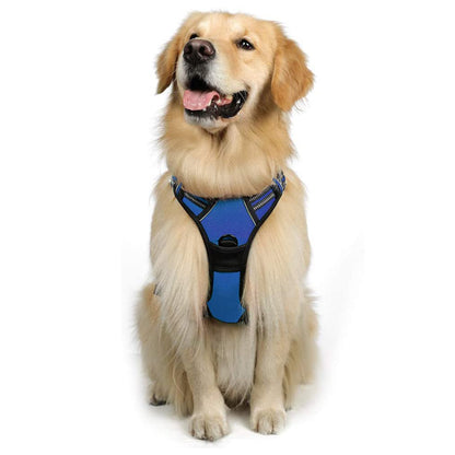 2pcs No Pull Dog Harness Reflective Adjustable Pet Vest Harness with Easy Control Soft Handle -Dark blue
